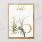 Greenery Foliage Gold Table Numbers, Tabel 16 Card Briefkaart (Voorkant)