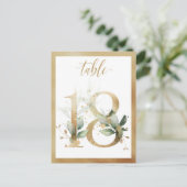 Greenery Foliage Gold Table Numbers, Tabel 18 Card Briefkaart (Staand voorkant)