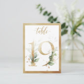 Greenery Foliage Gold Table Numbers, Tabel 19 Card Briefkaart (Staand voorkant)