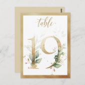 Greenery Foliage Gold Table Numbers, Tabel 19 Card Briefkaart (Voorkant / Achterkant)