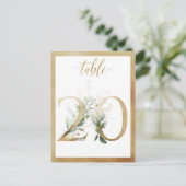 Greenery Foliage Gold Table Numbers, Tabel 20 Card Briefkaart (Staand voorkant)