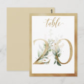 Greenery Foliage Gold Table Numbers, Tabel 20 Card Briefkaart (Voorkant / Achterkant)
