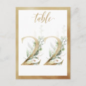 Greenery Foliage Gold Table Numbers, Tabel 22 Card Briefkaart (Voorkant)