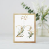 Greenery Foliage Gold Table Numbers, Tabel 23 Card Briefkaart (Staand voorkant)