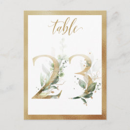 Greenery Foliage Gold Table Numbers, Tabel 23 Card Briefkaart