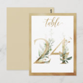 Greenery Foliage Gold Table Numbers, Tabel 24 Card Briefkaart (Voorkant / Achterkant)
