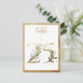Greenery Foliage Gold Table Numbers, Tabel 25 Card Briefkaart (Staand voorkant)