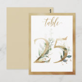 Greenery Foliage Gold Table Numbers, Tabel 25 Card Briefkaart (Voorkant / Achterkant)