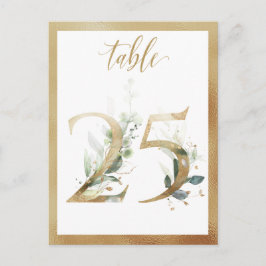 Greenery Foliage Gold Table Numbers, Tabel 25 Card Briefkaart
