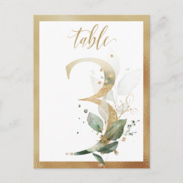 Greenery Foliage Gold Table Numbers, Tabel 3 Card Briefkaart
