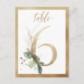Greenery Foliage Gold Table Numbers, Tabel 6 Card Briefkaart (Voorkant)