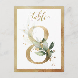 Greenery Foliage Gold Table Numbers, Tabel 8 Card Briefkaart