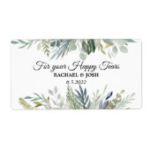 Greenery Foliage Happy Tears Wedding Tissue Label (Voorkant)
