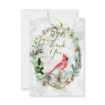 Greenery Foliage, Kardinaal Bird Dank je kaart