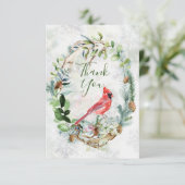 Greenery Foliage, Kardinaal Bird Dank je kaart (Staand voorkant)