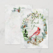 Greenery Foliage, Kardinaal Bird Dank je kaart (Voorkant / Achterkant)