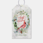 Greenery Foliage, Kardinaal kerstfeest Cadeaulabel (Voorkant)