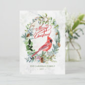 Greenery Foliage, Kardinaal kerstfeest Kaart (Staand voorkant)