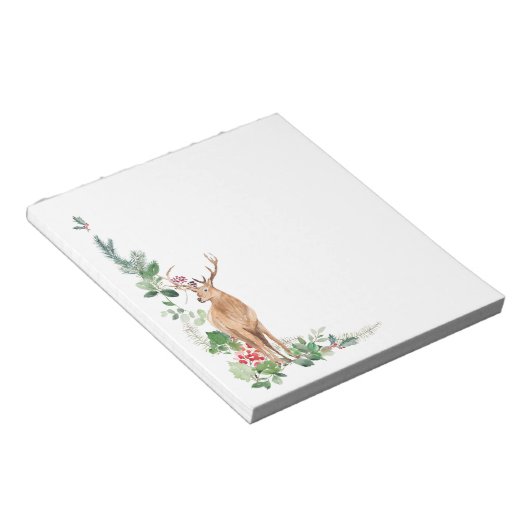 Greenery Foliage Kerstdeer Notitieblok (Schuin)