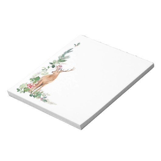 Greenery Foliage Kerstdeer Notitieblok (Linkerzijde)