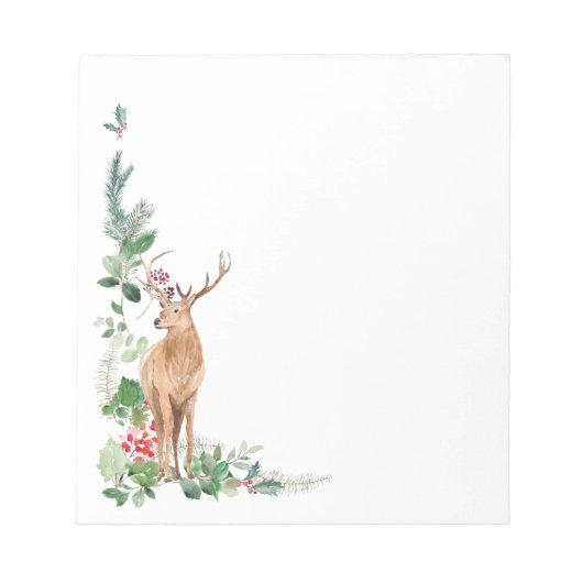 Greenery Foliage Kerstdeer Notitieblok (Voorkant)