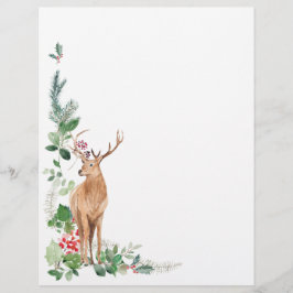 Greenery Foliage Kerstmis Deer Letterhead Briefhoofd