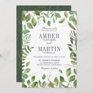 Greenery Foliage Leafy Wedding Kaart