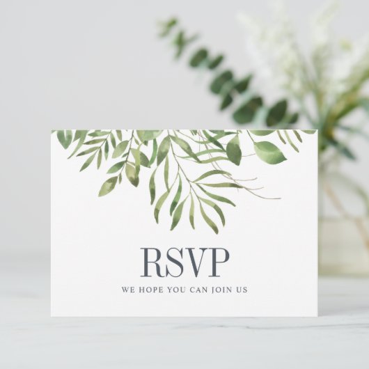 Greenery Foliage Leafy Wedding RSVP (Staand voorkant)