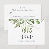 Greenery Foliage Leafy Wedding RSVP Kaartje (Voorkant / Achterkant)