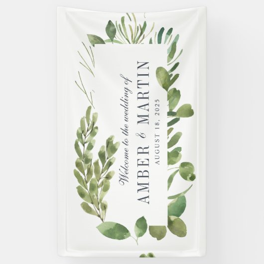 Greenery Foliage Leafy Wedding Spandoek (Verticaal)