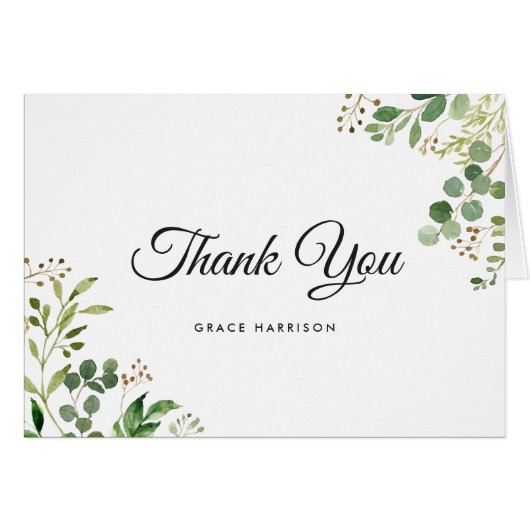 Greenery Foliage Leaves Elegant Hartelijk dank (Voorkant Horizontaal)