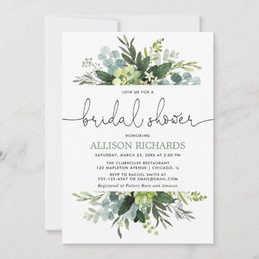 Greenery foliage modern vrijgezellenfeest kaart (Voorkant)