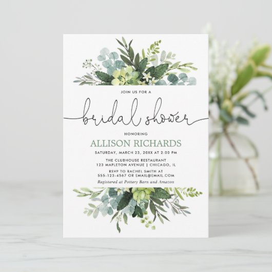 Greenery foliage modern vrijgezellenfeest kaart (Staand voorkant)