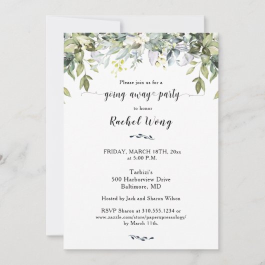 Greenery Foliage Moving Away Party Foto Kaart (Voorkant)