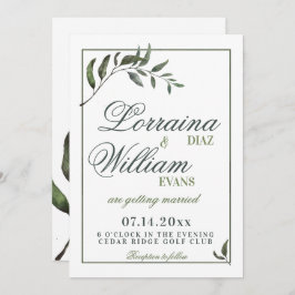 Greenery Foliage Olive Branch Elegant Wedding Kaart