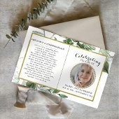 Greenery Foliage Photo Celebration of Life Program