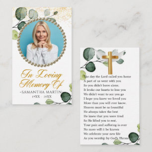 Greenery Foliage Photo Funeral Prayer Kaart Visitekaartje