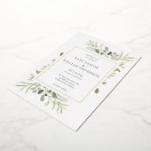 Greenery Foliage Photo Wedding Elegant Gold Folie Uitnodiging (Gedraaid)