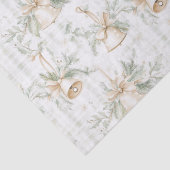 Greenery Foliage Pine Twigs Golden Bells Kerstmis Tissuepapier (Detail)
