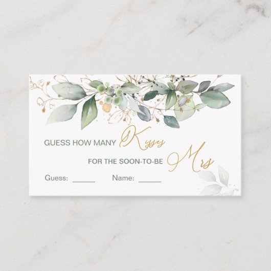 Greenery foliage raad hoeveel Kisses Game Informatiekaartje (Voorkant)