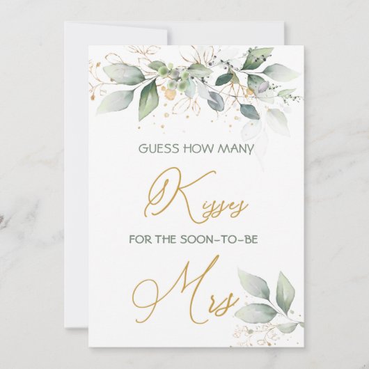 Greenery foliage raad hoeveel Kisses Game Kaart (Voorkant)