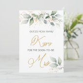 Greenery foliage raad hoeveel Kisses Game Kaart (Staand voorkant)