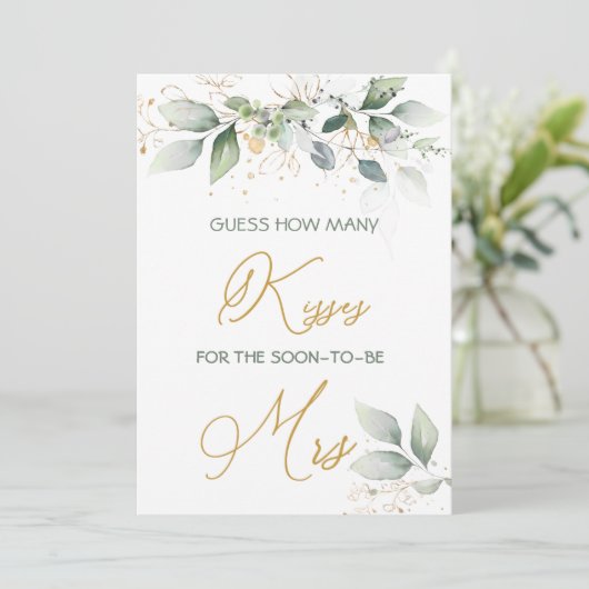 Greenery foliage raad hoeveel Kisses Game Kaart (Staand voorkant)