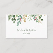 Greenery Foliage Red Berry kerstbruiloft Plaatskaartje (Achterkant)