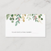 Greenery Foliage Red Berry kerstbruiloft Plaatskaartje (Voorkant)