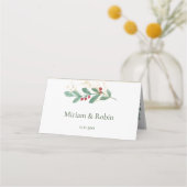 Greenery Foliage Red Berry Place Card Plaatskaartje (Achterkant)