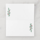 Greenery Foliage Red Berry Place Card Plaatskaartje (Binnenkant ongevouwen)