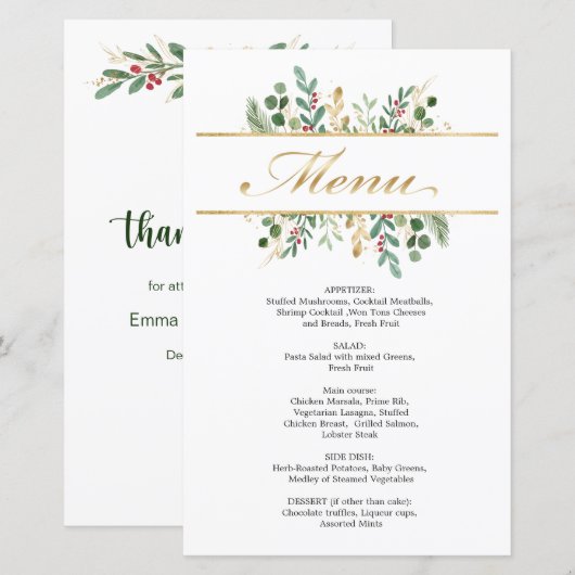 Greenery Foliage Red Berry Wedry (Voorkant / Achterkant)