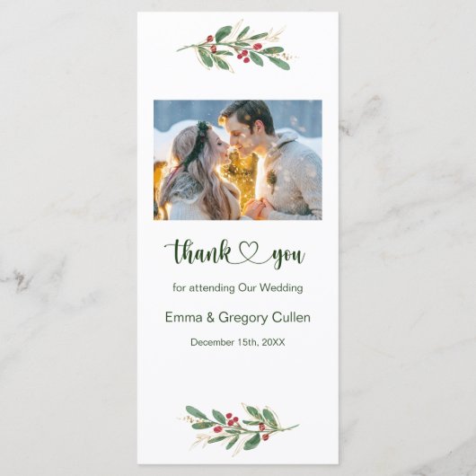 Greenery Foliage Red Berry Wedry Menu (Achterkant)