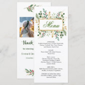 Greenery Foliage Red Berry Wedry Menu (Voorkant / Achterkant)